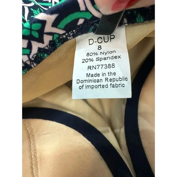 J.CREW Lattice Green & Blue Strapless Medallion Ruched One Piece Swimsuit Size 8 - Picture 5 of 6